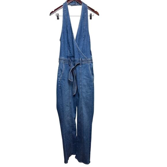 MOTHER The Halter Hustler Ankle Denim One-Piece Jumpsuit Sz. 34 - Picture 3 of 6